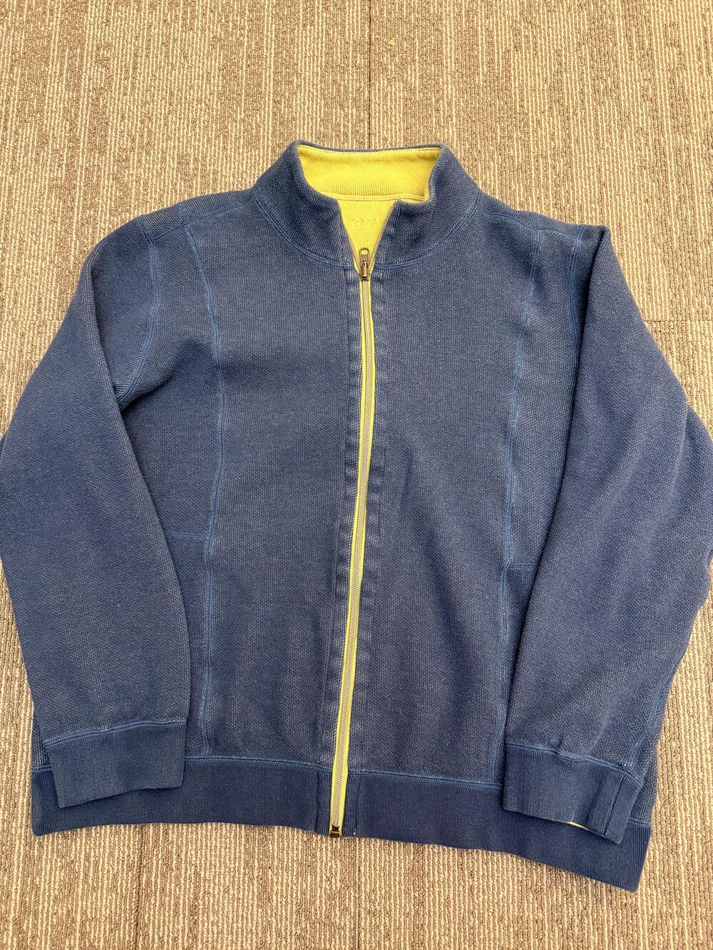 Orvis Sweater Mens Large Full Zip Jacket Pullover Yellow Lining Casual Outdoor